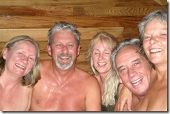 Old people in a sauna