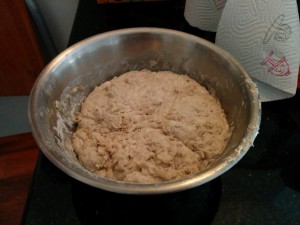 Mixing the bread ingredients